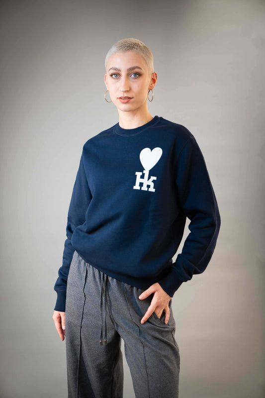 Hannoverkind Unisex Sweater Dunkelblau HK Herz weiß